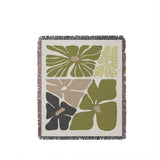 Roni Floral Cotton Throw Blanket in Chartreuse, full view