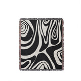 Binitie Zebra Print Cotton Throw Blanket in Black, full view
