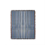River Striped Cotton Throw Blanket in Blue, full view