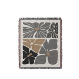 Roni Floral Cotton Throw Blanket in Gray, full view
