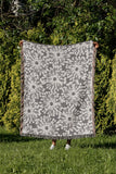 Dandelion Floral Cotton Throw Blanket in Gray, outdoors