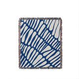 Pyro Abstract Print Cotton Throw Blanket in Blue, full view