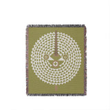 Mossi African Mask 100% Cotton Blanket in Chartreuse, full view