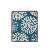 Fiesta Floral Cotton Throw Blanket in Turquoise, full view