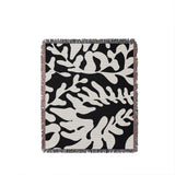 Booker Floral Cotton Throw Blanket in Black, full view
