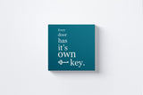Every Door Has Its Own Key Canvas Wall Art in Turquoise, square