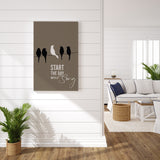 Start the Day with a Song Canvas Wall Art in Beige