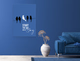 Start the Day with a Song Canvas Wall Art in Blue