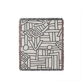 Diof Abstract Print Cotton Throw Blanket in Gray, full view