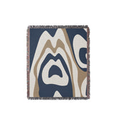 Shai Animal Print Cotton Throw Blanket in Blue Gray and Beige, full view