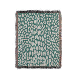 Delo Animal Print Cotton Blend Blanket Throw in Teal, full view