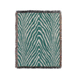 Zoe Animal Print Cotton Blend Blanket Throw in Teal, full view