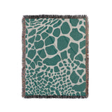Zuma Animal Print Cotton Blend Blanket Throw in Teal, full view