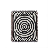Alaka Circles Cotton Throw Blanket in Black, full view
