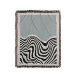 Acor Abstract Cotton Blend Blanket Throw in Gray and Off-White, full view