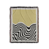 Acor Abstract Cotton Blend Blanket Throw in Yellow and Off-White, full view