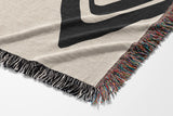 Addai Abstract Triangle Pattern Blanket Throw in Black and Beige, side view