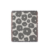 Poppi Floral Cotton Throw Blanket in Gray, full view