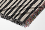 Afia Tribal Cotton Throw Blanket in Black and Beige, side view