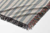 Afia Tribal Cotton Throw Blanket in Gray and Beige, side view