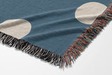 Akon Hand Woven Throw Blanket in Blue and Beige, side view