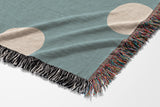 Akon Hand Woven Throw Blanket in Sky Blue and Beige, side view