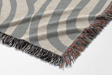 Alaka Circles Cotton Throw Blanket in Gray and Beige, side view