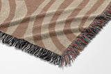 Alaka Circles Cotton Throw Blanket in Rust and Beige, side view