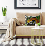 Alix Microsuede Lumbar Throw Pillow in Multicolor - Size 20x14