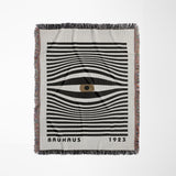 Bauhaus Eye Abstract Cotton Blend Blanket Throw in Beige, Black and Off-White, full view