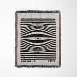 Bauhaus Eye Abstract Cotton Blend Blanket Throw in Blue, Black and Off-White, full view
