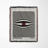 Bauhaus Eye Abstract Cotton Blend Blanket Throw in Red, Black and Off-White, full view