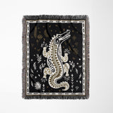 Amiro Crocodile Cotton Blend Blanket Throw in Off-White, full view