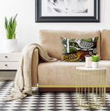 Amyro Microsuede Lumbar Throw Pillow in Black; Green - Size 20x14