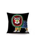 PolyTwill Lion Folksy Square Indoor/Outdoor Throw Pillow