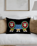 PolyTwill Lion Folksy Lumbar Indoor/Outdoor Throw Pillow