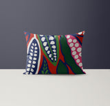 Anise Microsuede Lumbar Throw Pillow in Red; Green - Size 20x14