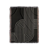 Askii Cotton Blend Blanket Throw in Black, full view