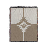 Asko Southwestern Cotton Blend Blanket Throw in Beige and Off-White, full view