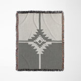 Asko Southwestern Cotton Blend Blanket Throw in Gray and Off-White, full view
