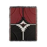 Asko Southwestern Cotton Blend Blanket Throw in Red, Black and Off-White, full view