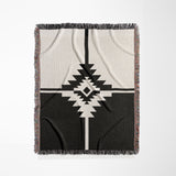 Asko Southwestern Cotton Blend Blanket Throw in Black and Off-White, full view