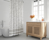 Ava Shower Curtain in Beige and White