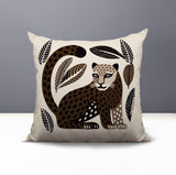 Ayra Leopard Reversible Indoor/Outdoor Square Pillow in Beige - Size 20x20