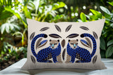 Ayra Leopard Reversible Indoor/Outdoor Lumbar Pillow in Navy Blue - Size 25x18