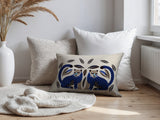 Ayra Leopard Reversible Indoor/Outdoor Lumbar Pillow in Navy Blue - Size 25x18