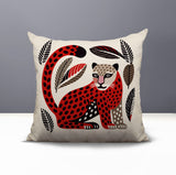 Ayra Leopard Reversible Indoor/Outdoor Square Pillow in Red - Size 20x20