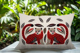 Ayra Leopard Reversible Indoor/Outdoor Lumbar Pillow in Red - Size 25x18