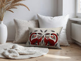 Ayra Leopard Reversible Indoor/Outdoor Lumbar Pillow in Red - Size 25x18