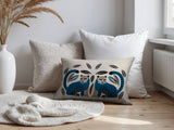 Ayra Leopard Reversible Indoor/Outdoor Lumbar Pillow in Turquoise - Size 25x18